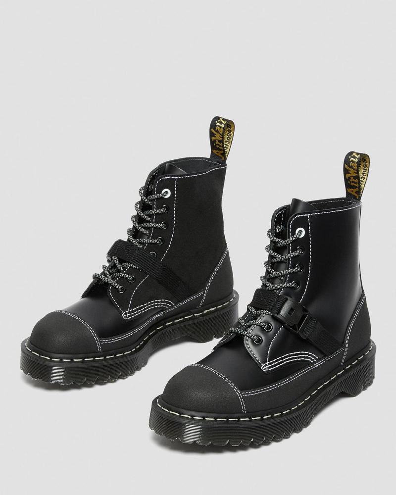 Men's Dr Martens 1460 Tech Made in England Leather Lace Up Boots Black | AU 538XYU